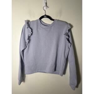 Zara Pale Purple Long Sleeve Sweatshirt with Ruffle Detailing Sz L